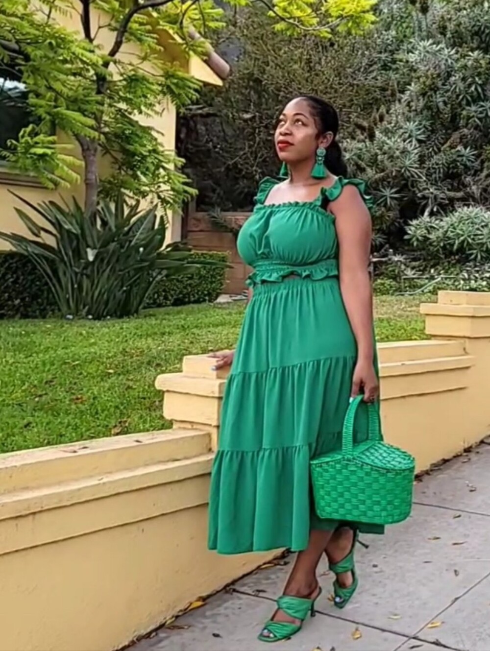Zara Green Picnic Basket Handbag/Tote